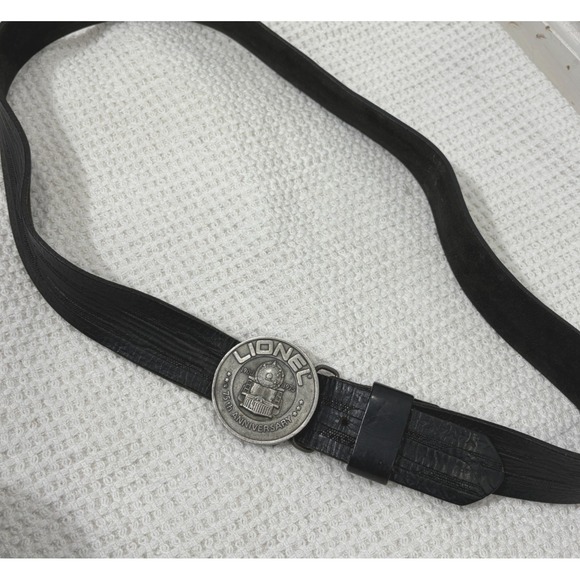 Vintage Lionel Trains 75th Anniversary Belt Black  46 Leather Buckle‎ - Picture 4 of 10